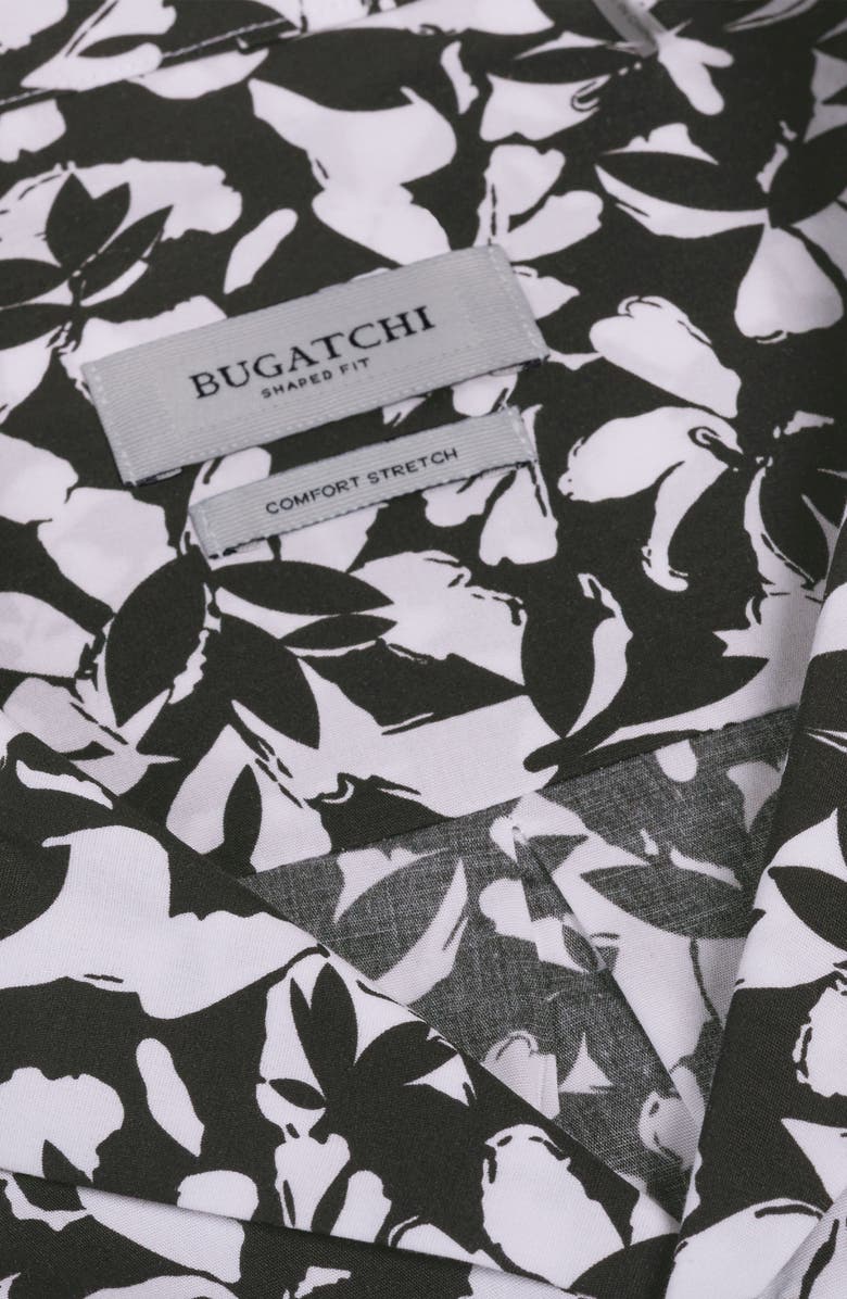 Bugatchi Jackson Print Camp Shirt, Alternate, color, Black