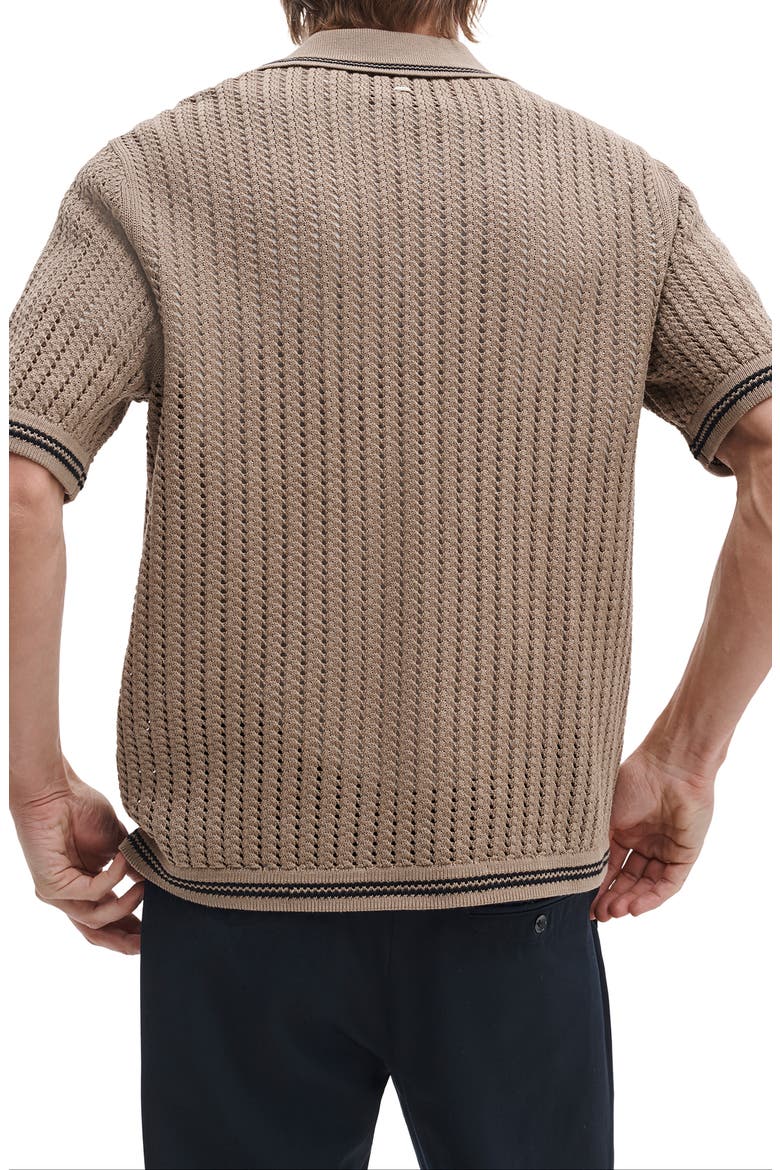 Open Stitch Johnny Collar Polo, Alternate, color, WARM GREY