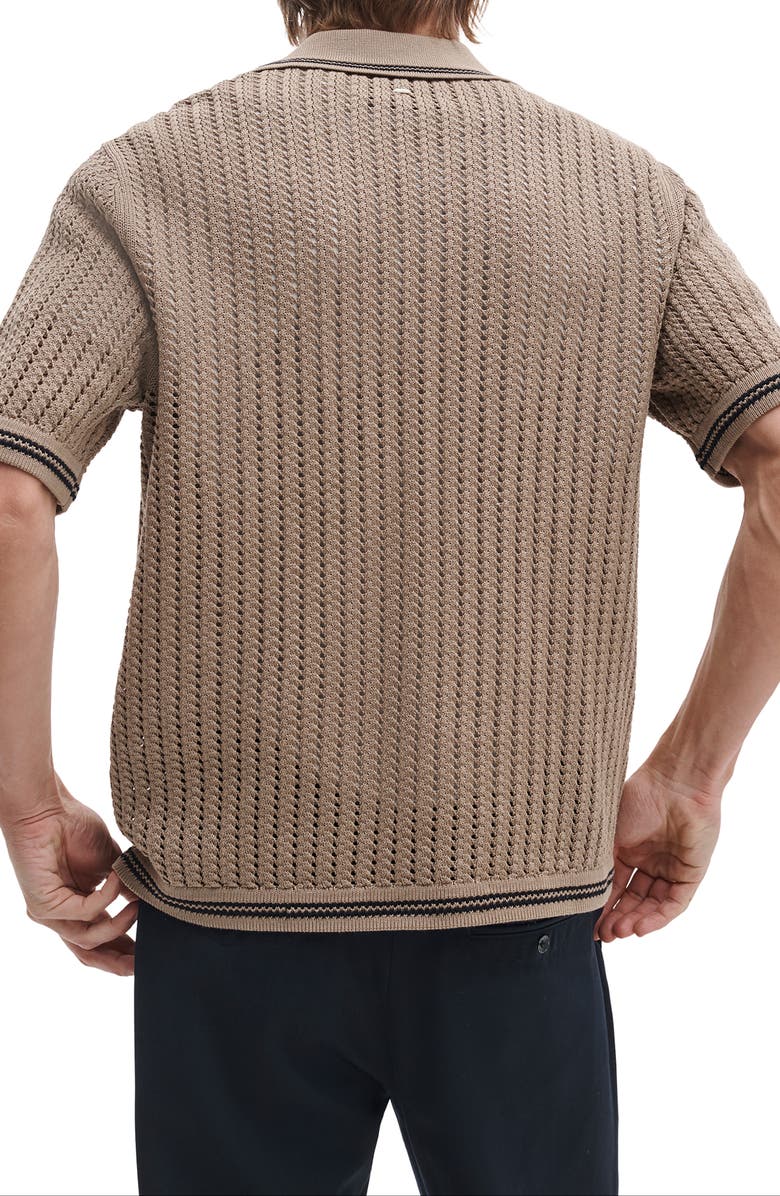 rag & bone Open Stitch Johnny Collar Polo, Alternate, color, Warm Grey