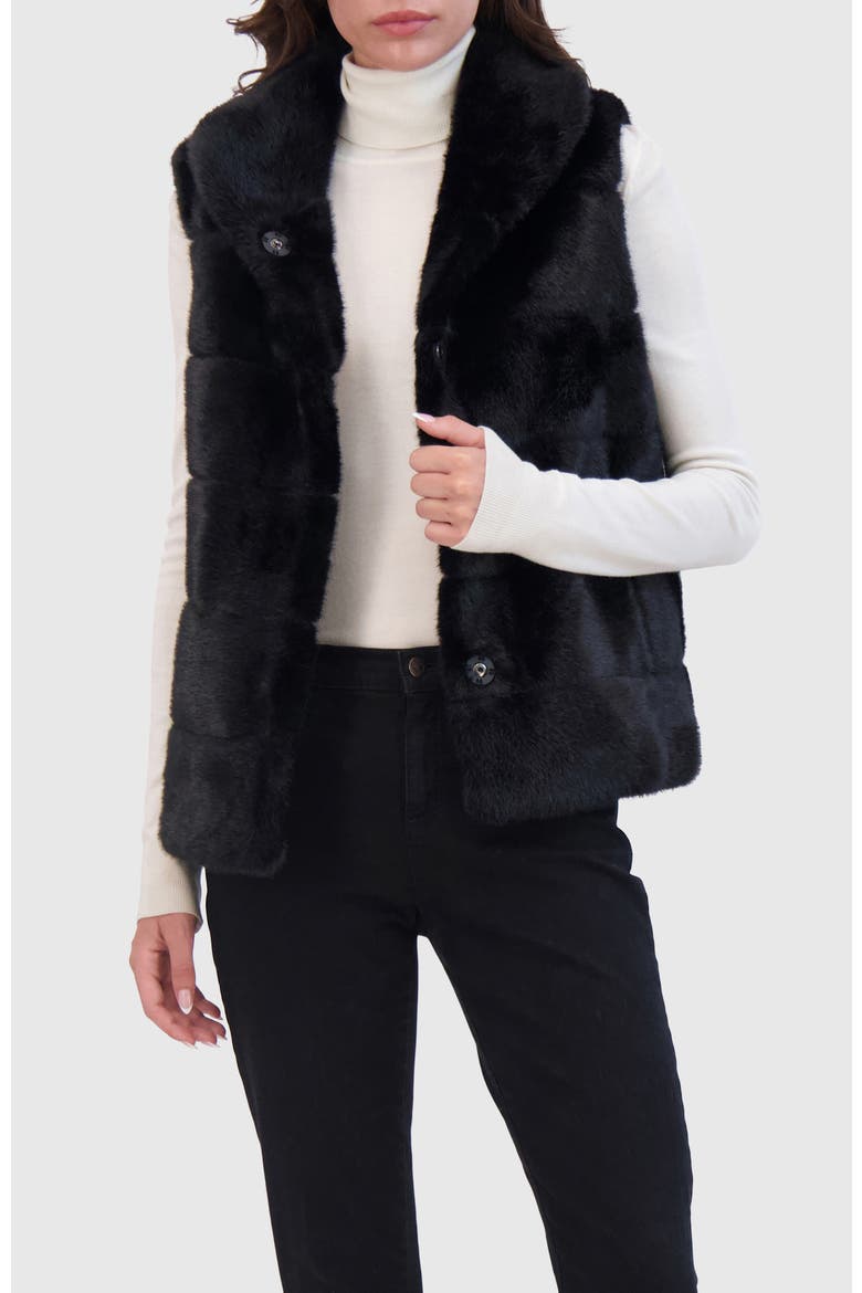 Fur-Free Mink Faux Fur Vest, Alternate, color, BLACK