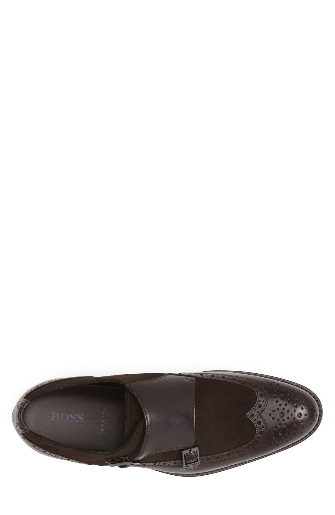 BOSS HUGO BOSS 'Brandeno' Double Monk Strap Shoe, Alternate, color, DARK BROWN