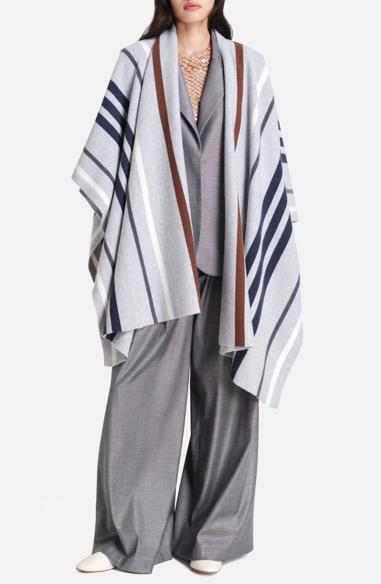 TWP Stripe Wrap Cashmere Poncho, Alternate, color,