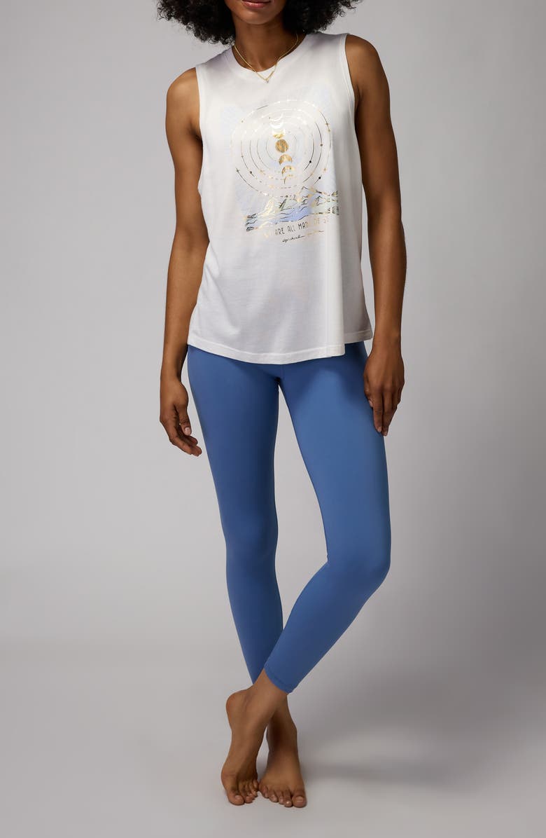 Spiritual Gangster Stars Jade Cotton Blend Muscle Tank, Alternate, color, White