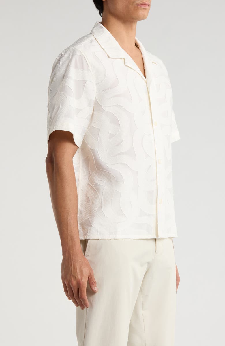 Wax London Curzon Abstract Jacquard Camp Shirt, Alternate, color, Ecru