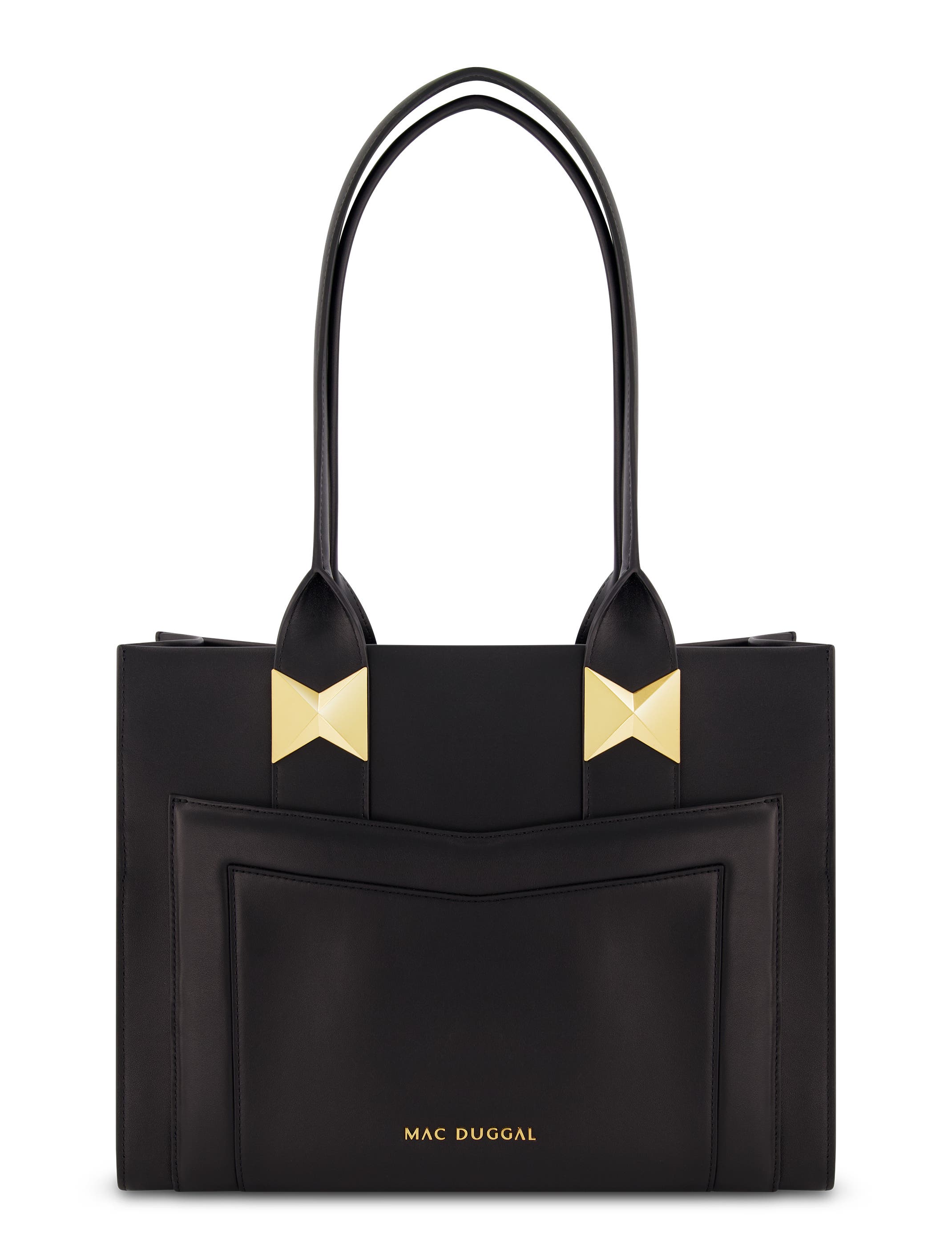 Mac Duggal Gold Plated Hardware Large Leather Tote Bag, Main, color, 