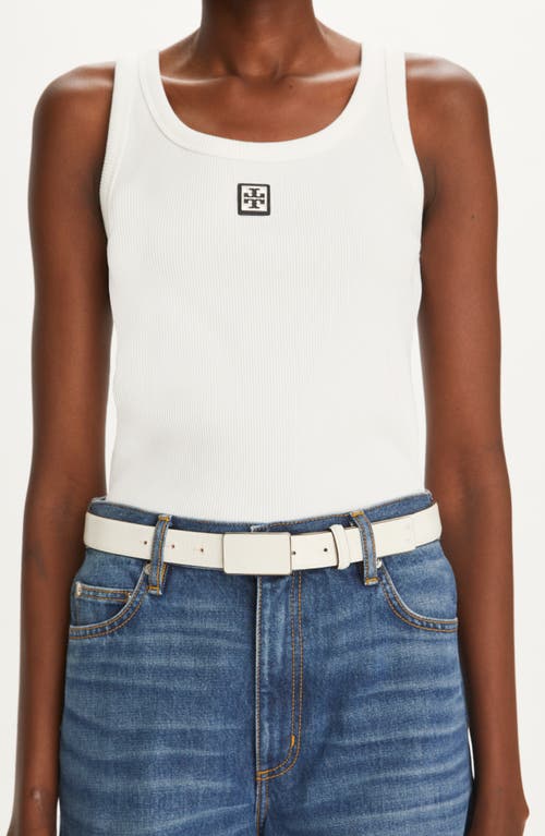 Tory Burch Plate Leather Belt In Blanc