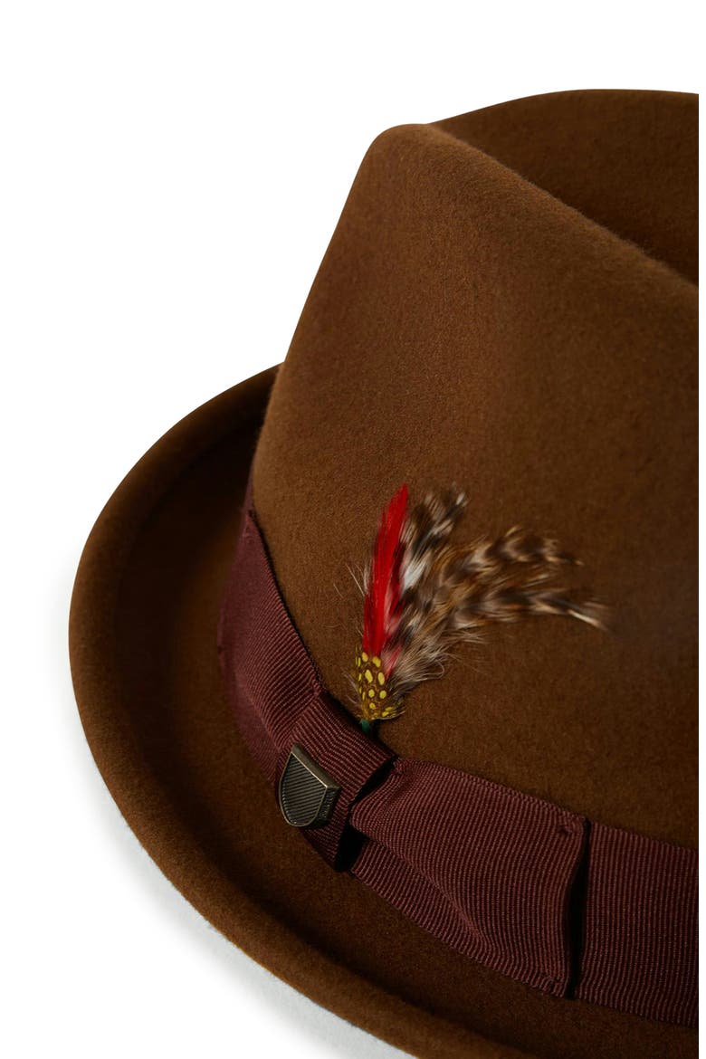 Gain Wool Fedora, Alternate, color, COFFEE/ CHESTNUT