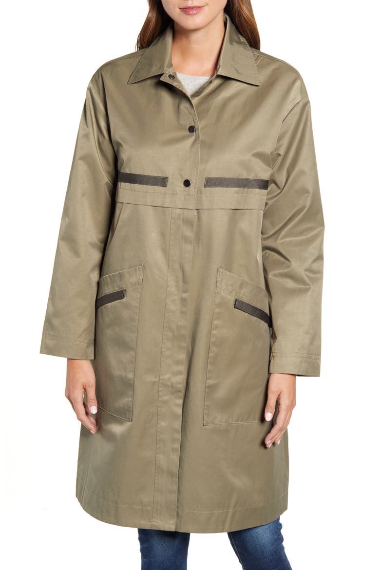 Long Hooded Raincoat, Alternate, color, ARMY