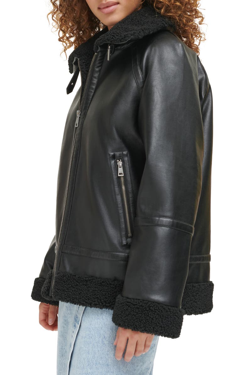 Levi's<sup>®</sup> Relaxed Faux Shearling & Faux Leather Aviator Jacket, Alternate, color,