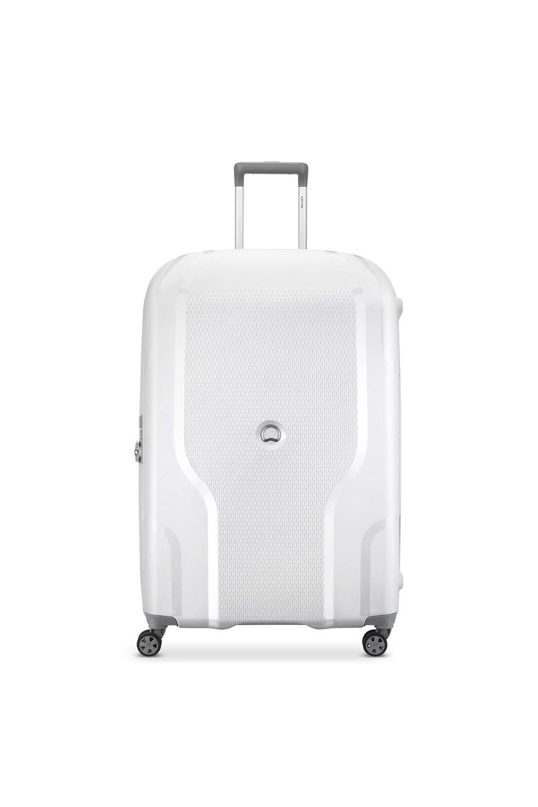 Clavel Hardside Expandable 30" Large Checked Spinner Luggage, Main, color, White