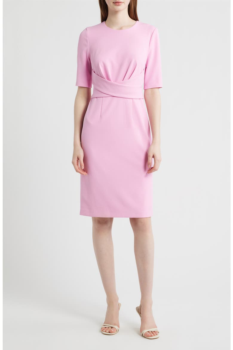 Wrap Overlay Sheath Dress, Main, color, CARNATION PINK
