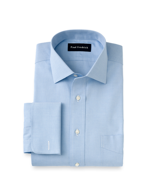 Non-iron Cotton Pinpoint Solid Spread Collar French Cuff Dress Shirt