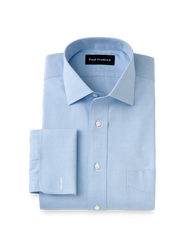 Paul Fredrick Non-iron Cotton Pinpoint Solid Spread Collar French Cuff Dress Shirt