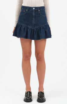 DAZE Smooch Flounce Hem Denim Miniskirt