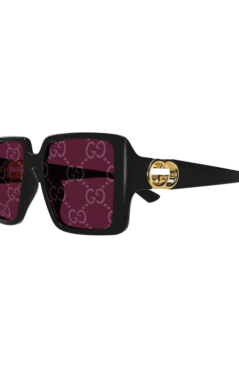 Gucci 54mm Square Sunglasses, Alternate, color, Black