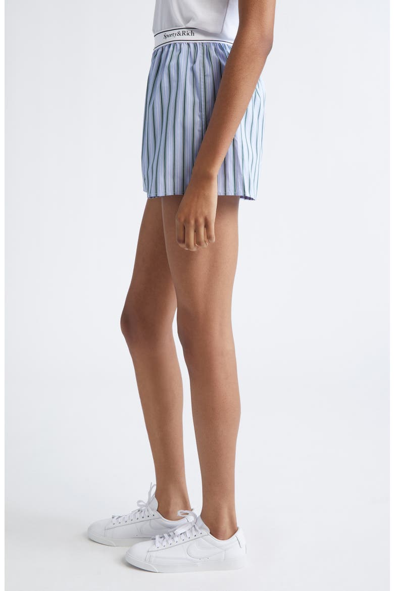 Serif Logo Cotton Boxer Shorts, Alternate, color, BLUE/ GREEN STRIPES