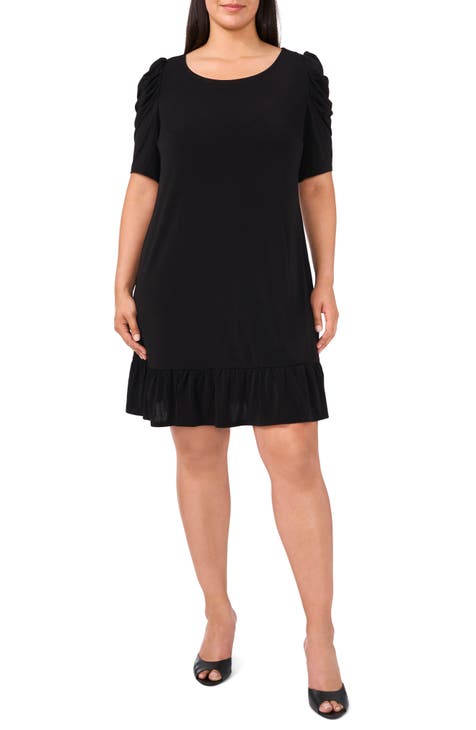 Puff Sleeve Jersey Dress (Plus)