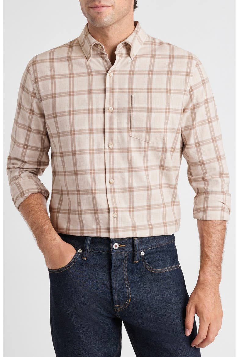 Everyday Lightweight Flannel Button Down Shirt, Main, color, MUSHROOM IVORY PLAID