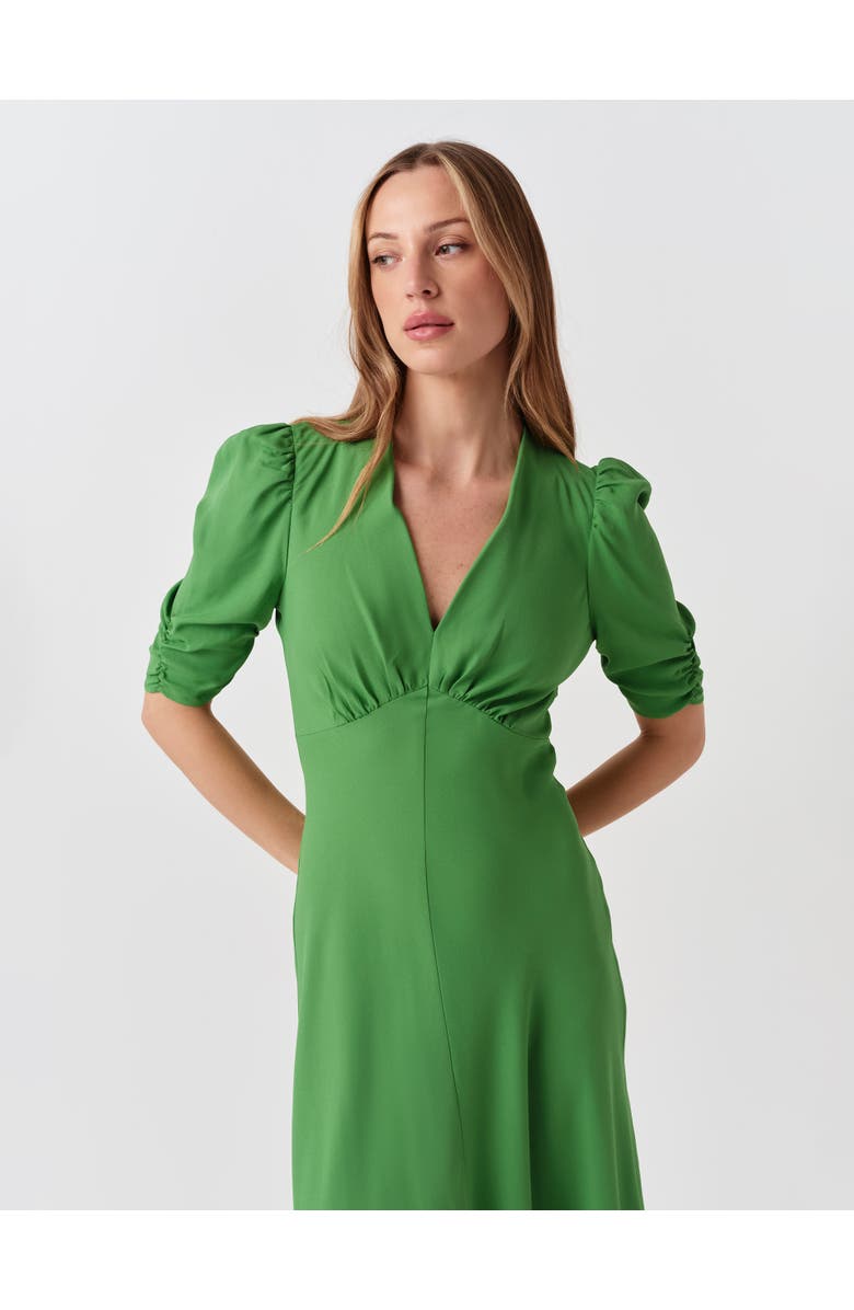 Ghost London Mia Crepe V-Neck Midi Dress, Alternate, color, Green