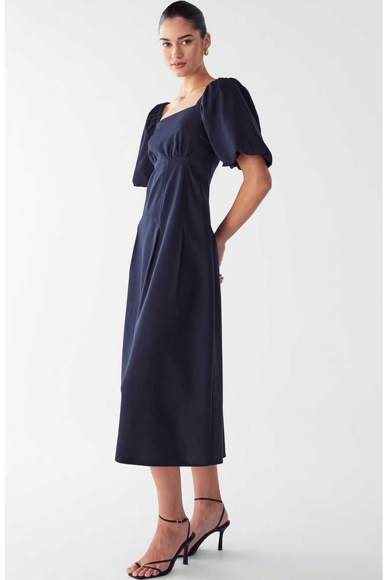 Meena Midi Dress, Alternate, color, Navy Blue