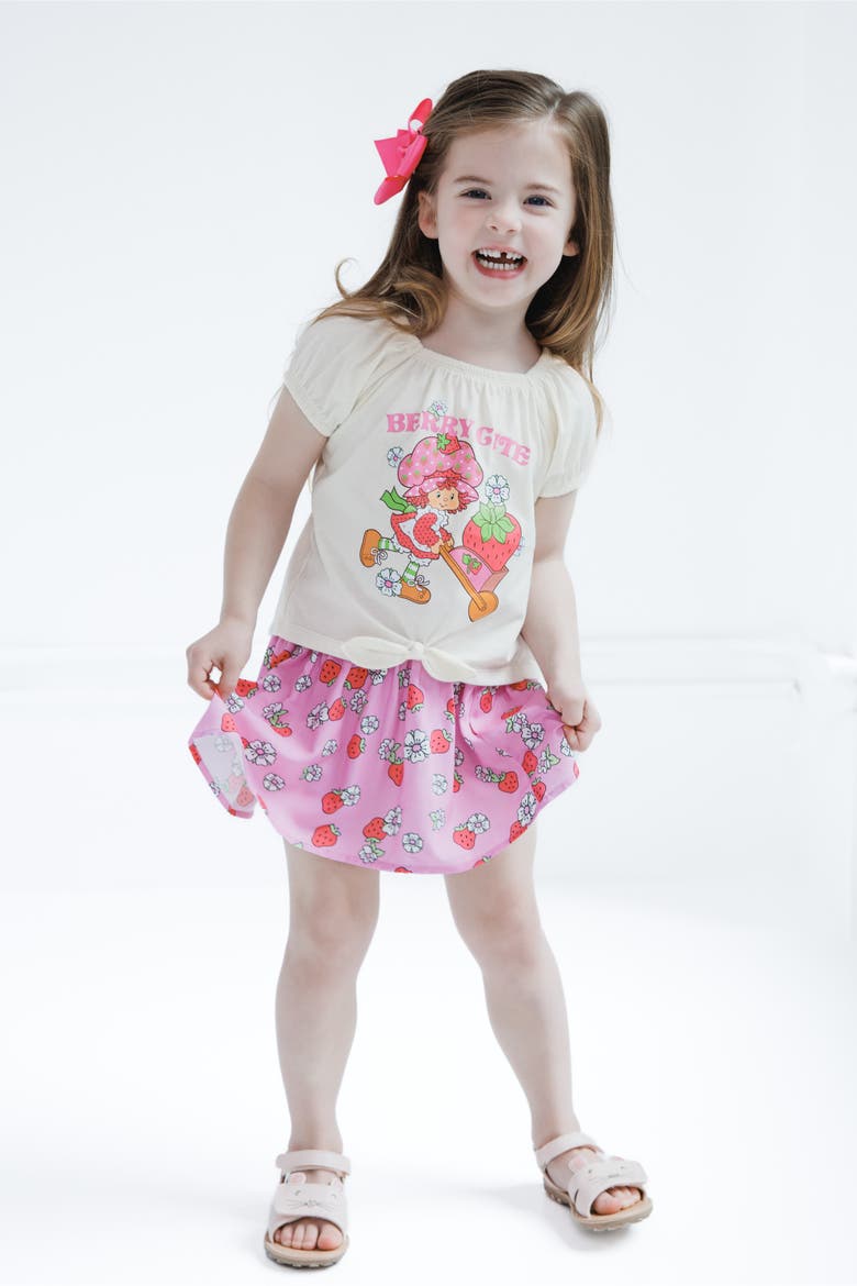 Tee and Bubble Skirt Set, Alternate, color, Vanilla Bonbon Pink