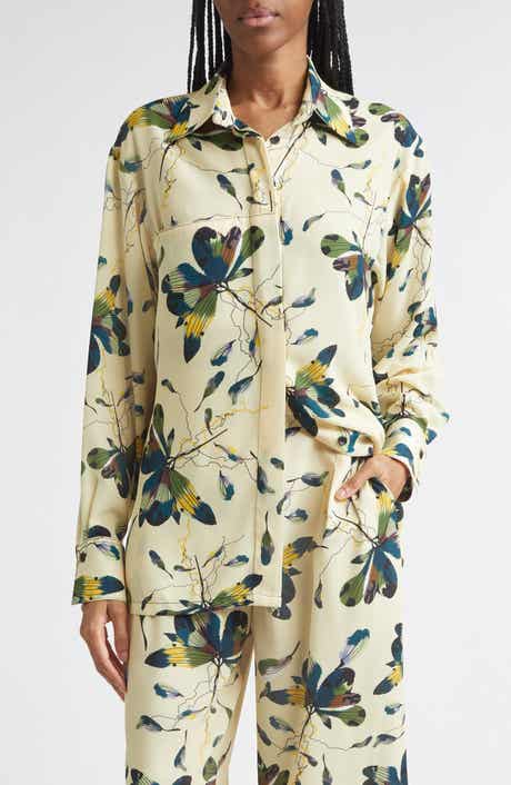 Azara Button-Up Crepe Shirt