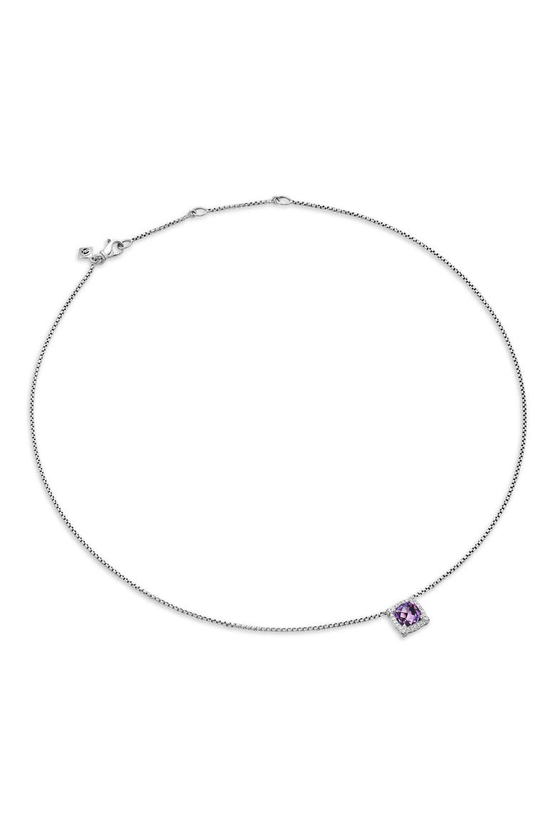 Petite Chatelaine® Pavé Bezel Pendant Necklace, Alternate, color, SILVER PAVE/ AMETHYST