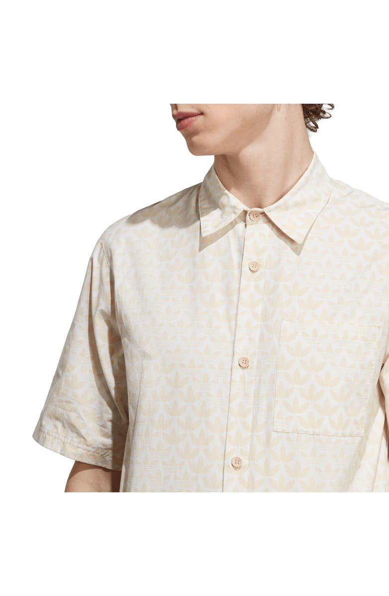 adidas Originals Trefoil Print Short Sleeve Button-Up Shirt, Alternate, color, 