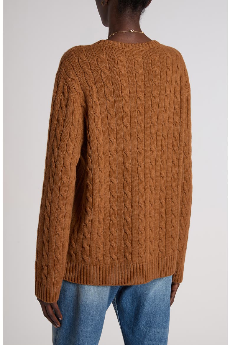 Maglia VLOGO Cable Stitch Cashmere Crewneck Sweater, Alternate, color, BROWN