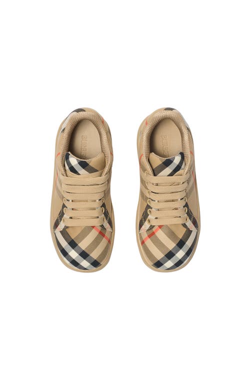 Burberry Kids Cambridge Check Trainers In Brown