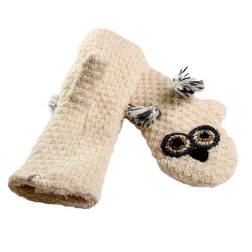 Shop Nirvana Designs Crochet Owl Mittens In White Combo