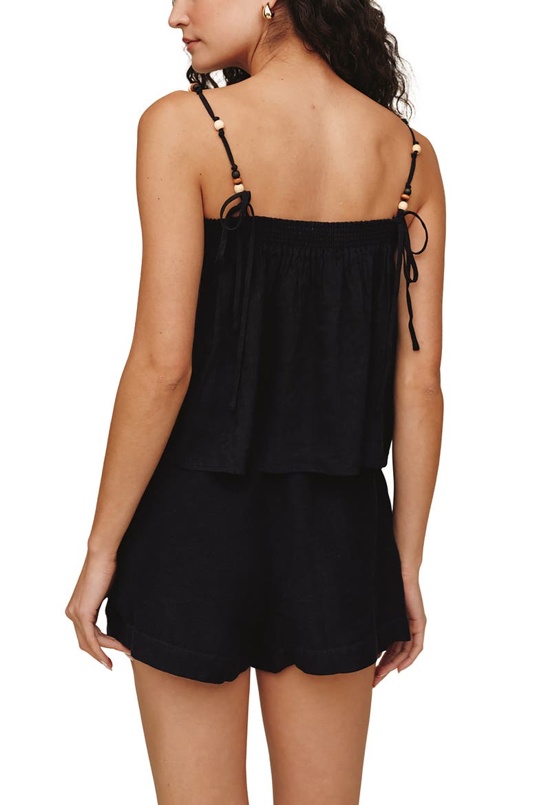 Beaded Smocked Crop Camisole, Alternate, color, BLACK
