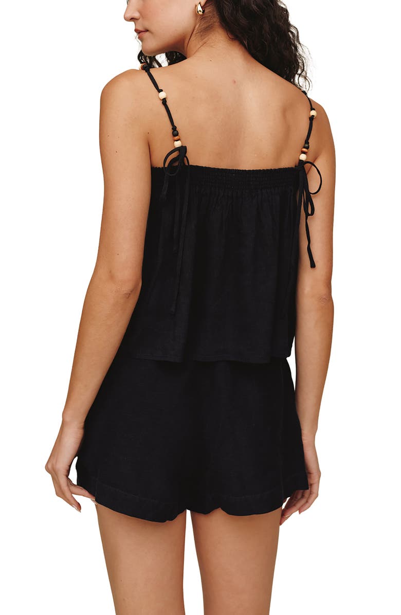 Bella Dahl Beaded Smocked Crop Camisole, Alternate, color, Black
