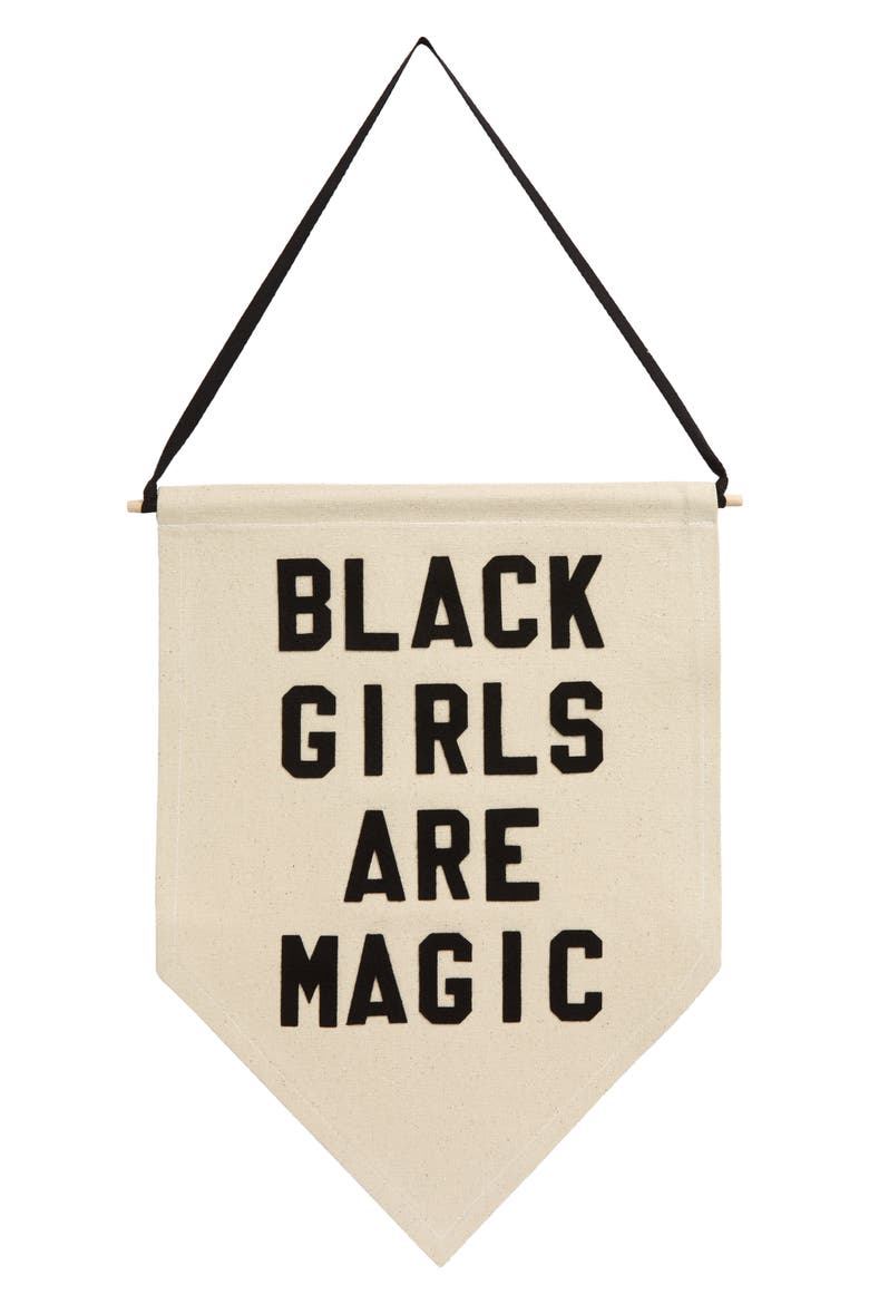 Black Girls Are Magic Pennant, Main, color, WHITE