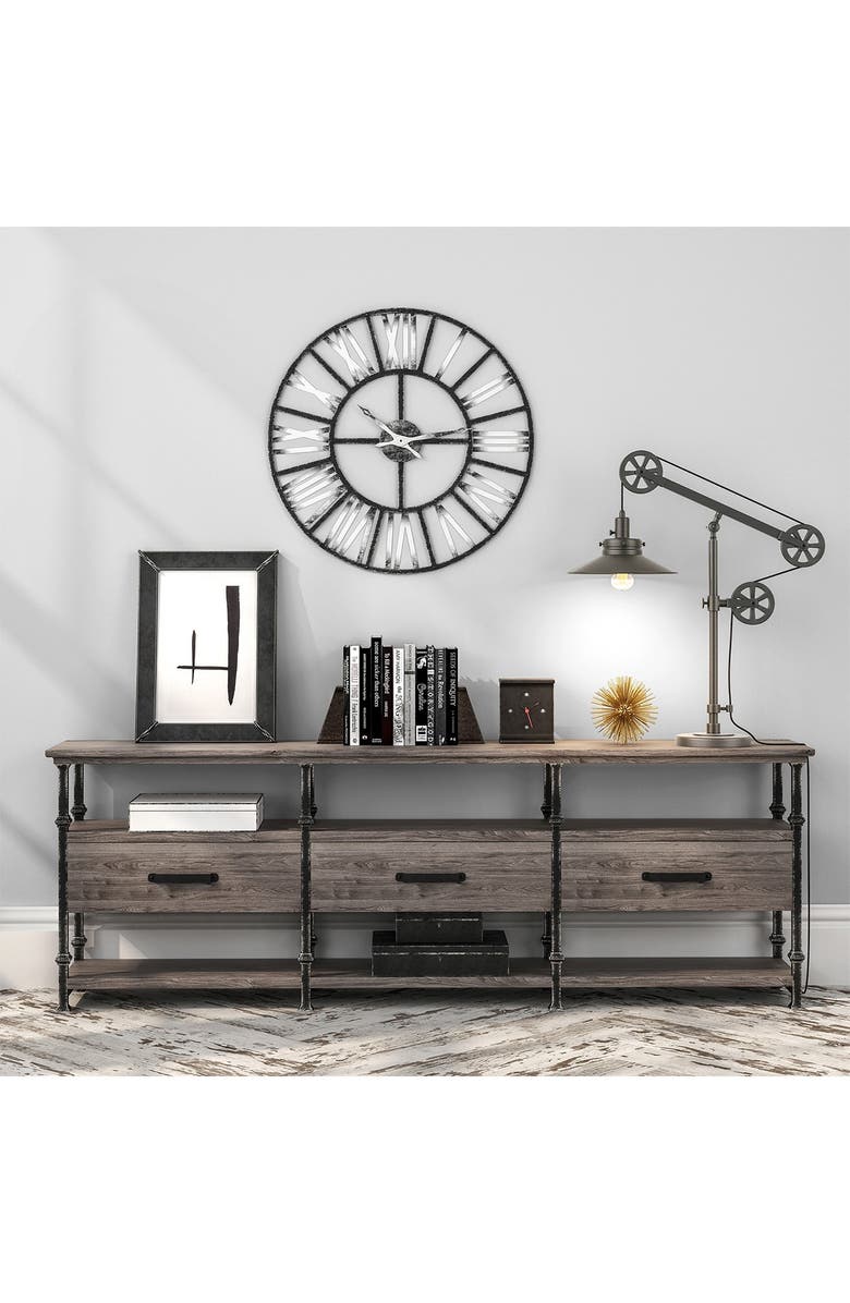 ADDISON AND LANE Descartes Aged Steel Wide Brim Table Lamp with Pulley System, Alternate, color, 