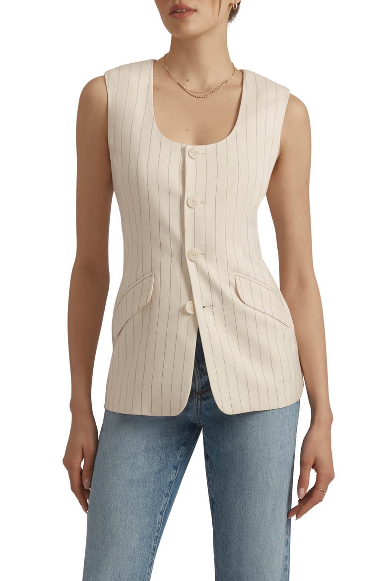 The Diana Pinstripe Vest, Main, color, IVORY/ NAVY PINSTRIPE