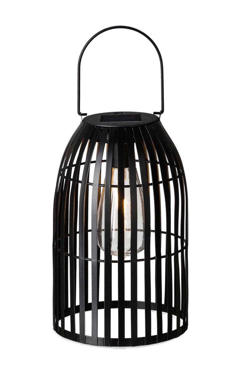 Glitzhome Metal Woven Solar Powered Outdoor Hanging Lantern, Main, color, Black