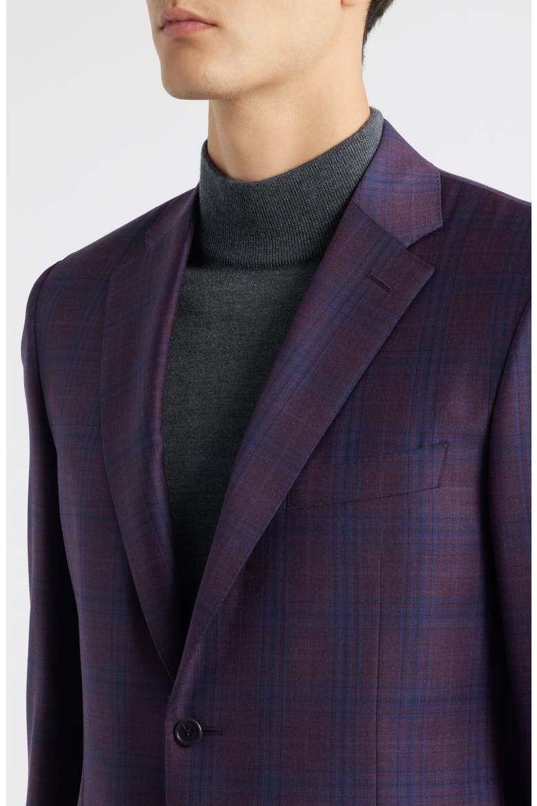 Siena Regular Fit Purple Shadow Check Wool Sport Coat, Alternate, color, PURPLE