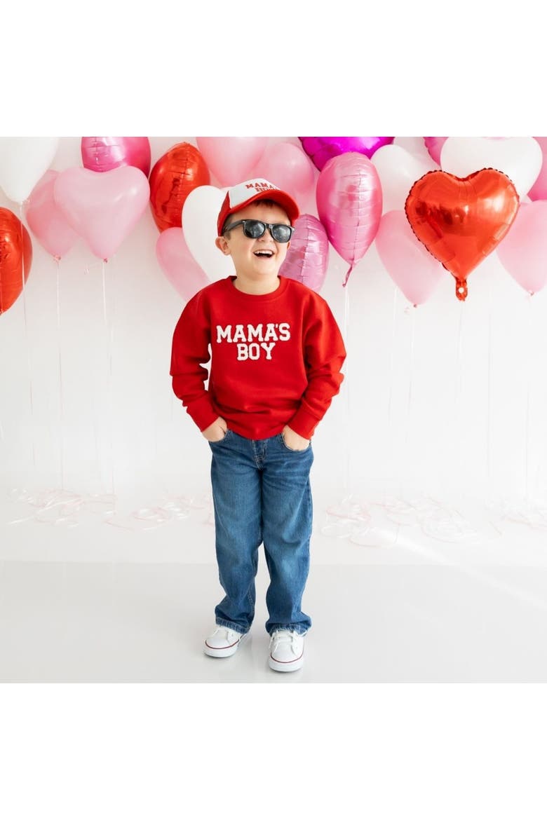Mama's Boy Patch Valentine's Day Sweatshirt, Alternate, color, Red