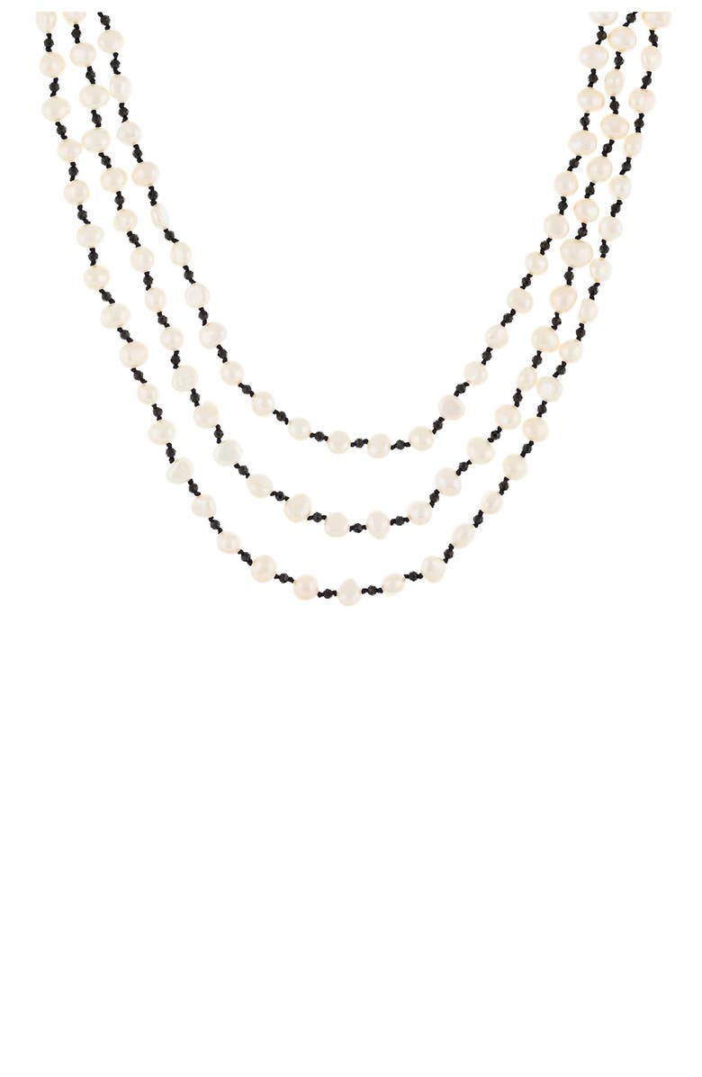 SPLENDID PEARLS 5-6mm White Freshwater Pearl Triple Strand Necklace, Main, color,