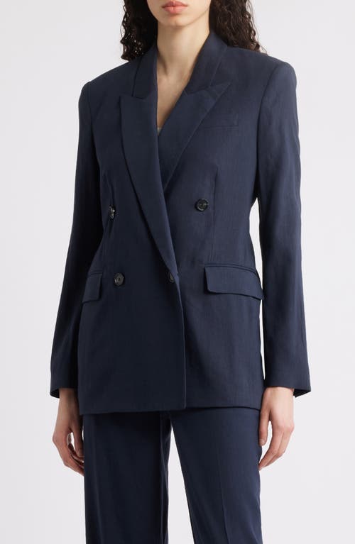 Hugo Boss Boss Jalet Linen Blend Doulbe Breasted Jacket In Sky Captain