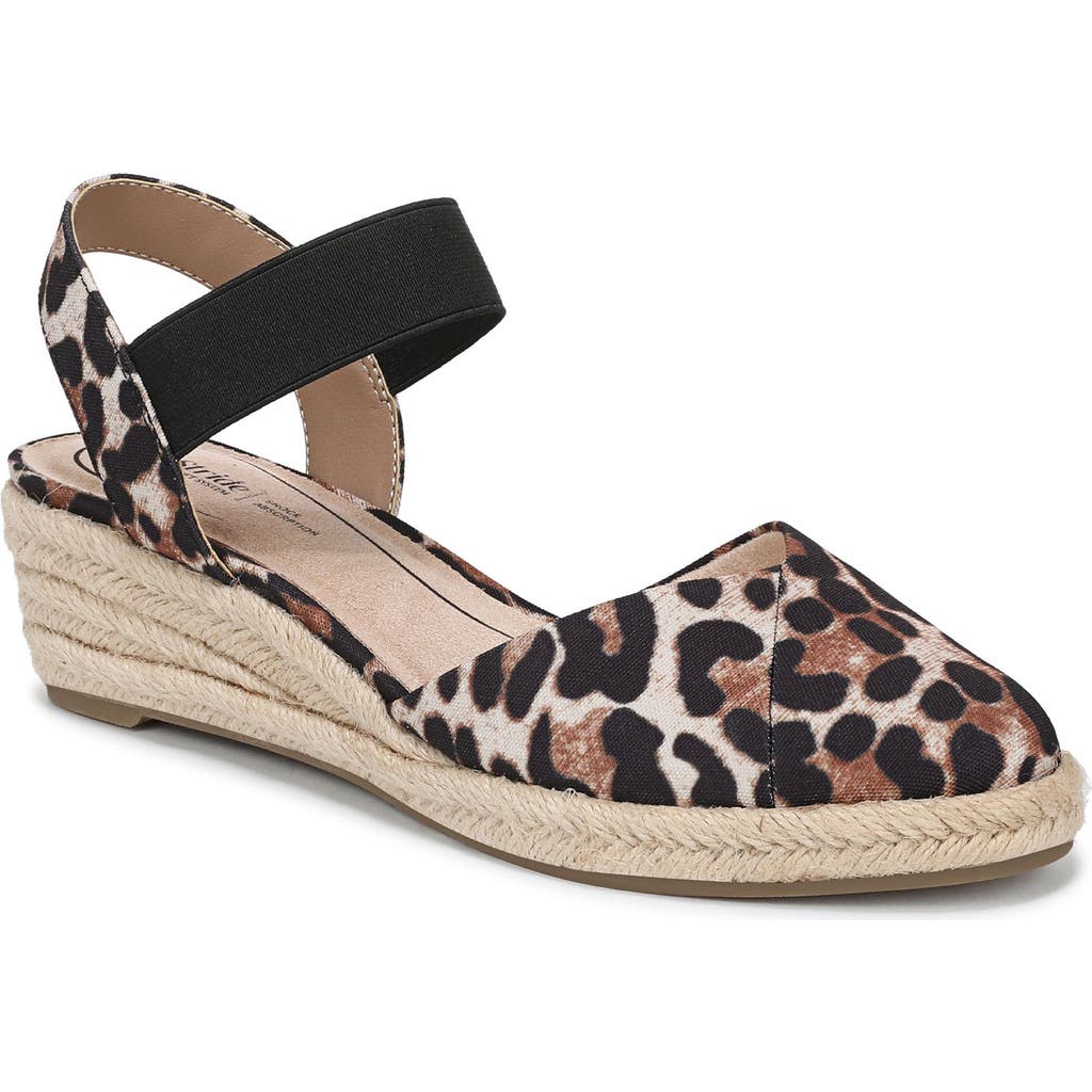 LifeStride Kimmie Ankle Strap Espadrille in Natural Leopard at Nordstrom, Size 9.5