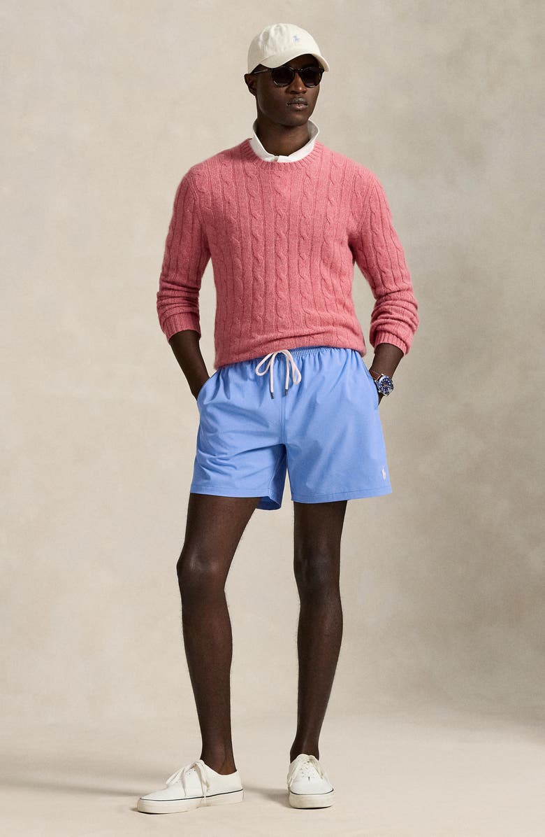 Polo Ralph Lauren Traveler Swim Trunks, Alternate, color, Harbor Island Blue W/ White