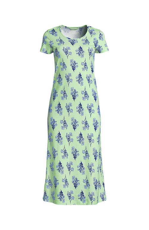 Lands' End Cotton Short Sleeve Midcalf Nightgown In Green