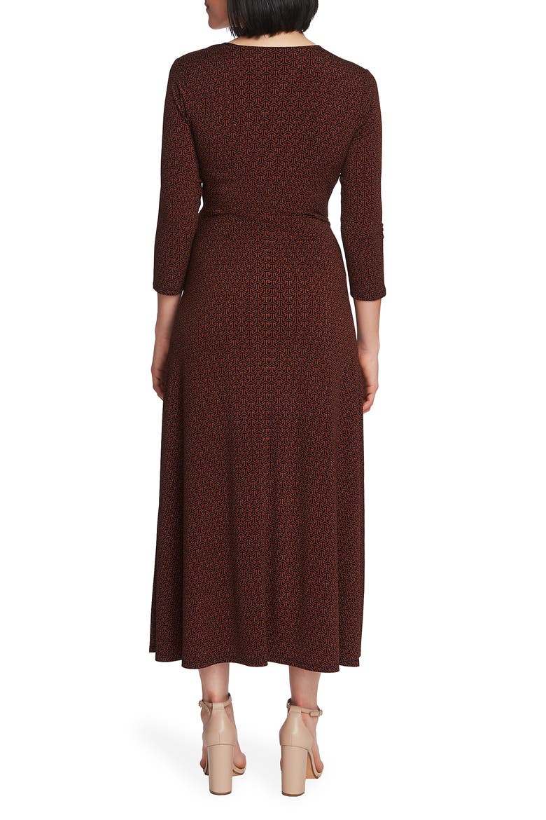 Elemental Forms Faux Wrap Midi Dress, Alternate, color, BURNT CARAMEL
