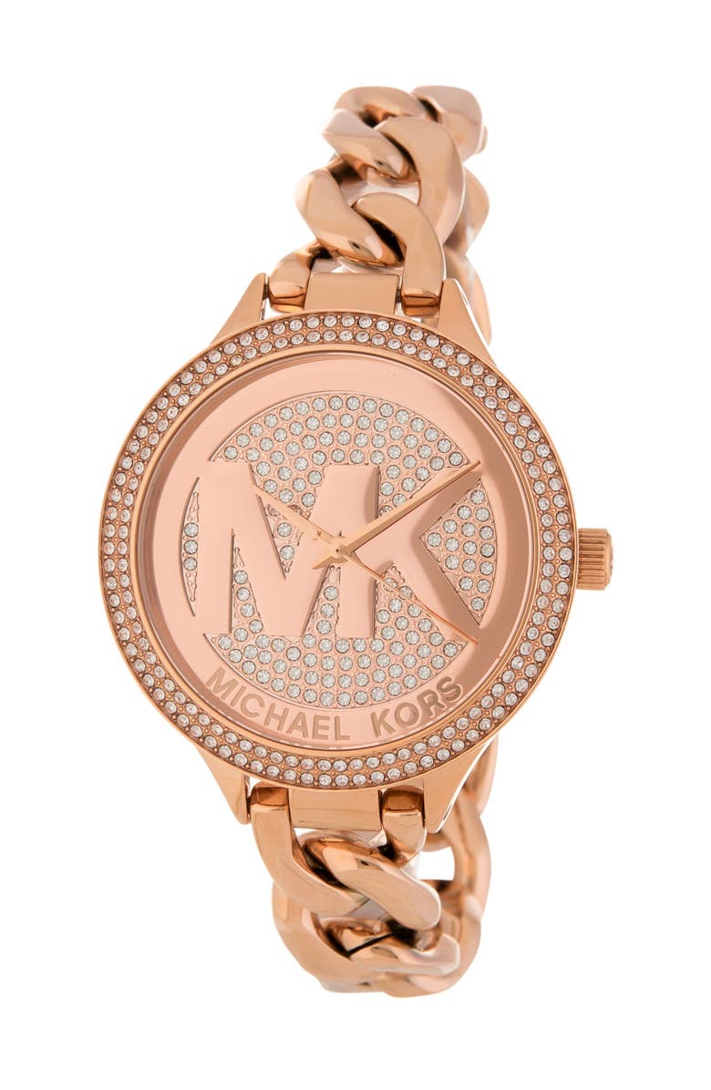 MICHAEL Michael Kors Women's Slim Runway Pave Chain Bracelet Watch, 38mm, Main, color,