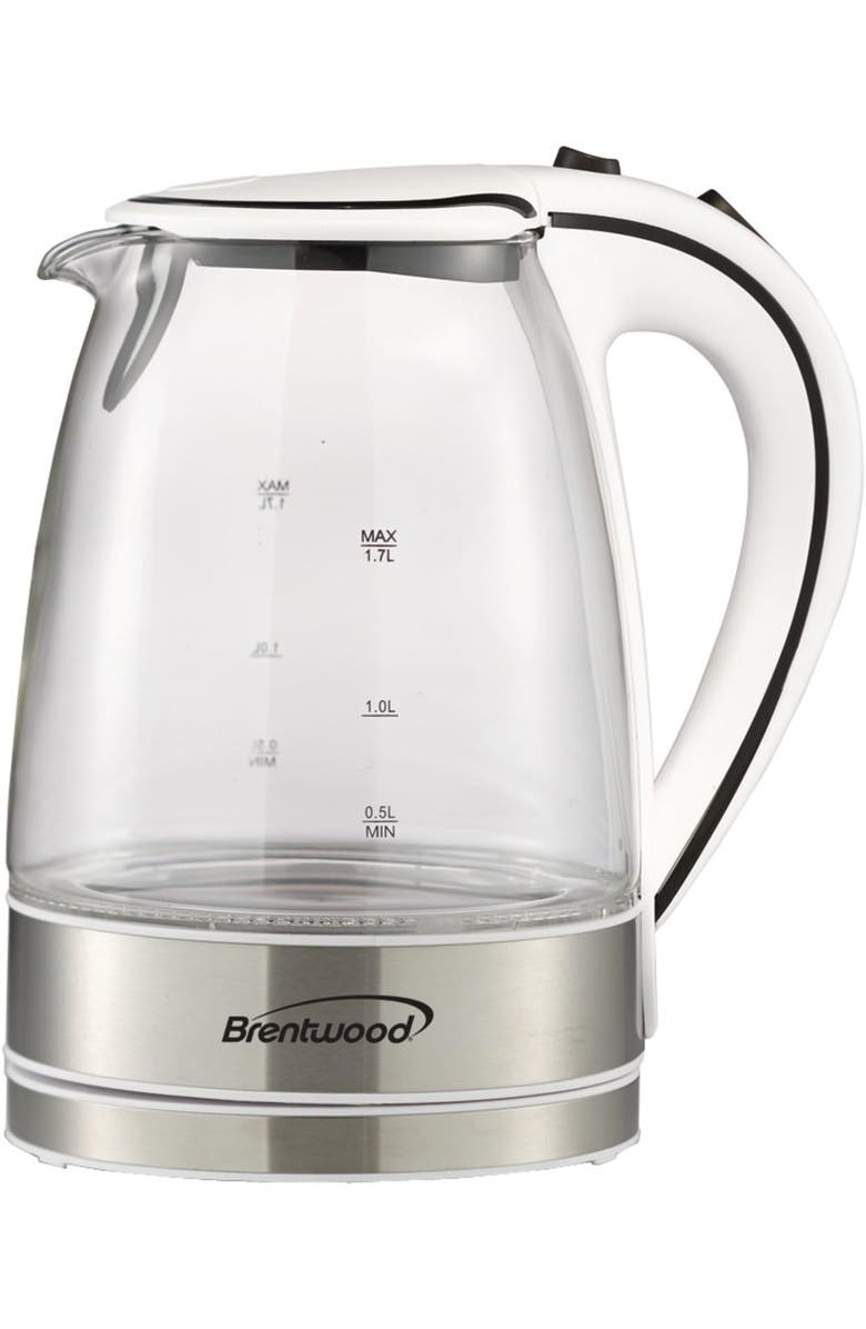 Brentwood Glass Kettle, Main, color, White