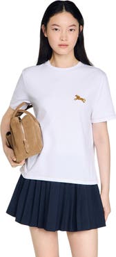 SANDRO Horse embroidery cotton T-shirt