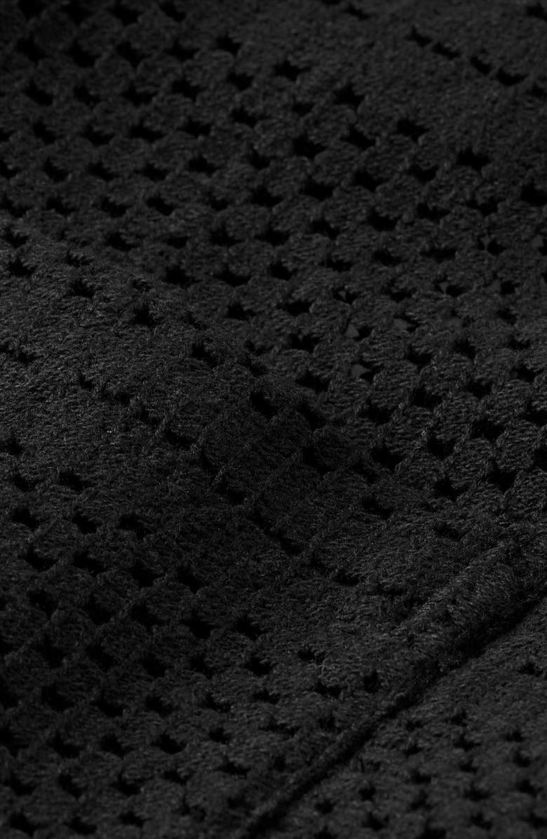 Scotch & Soda Relaxed Fit Open Knit Short Sleeve Button-Up Shirt, Alternate, color, Washed Black