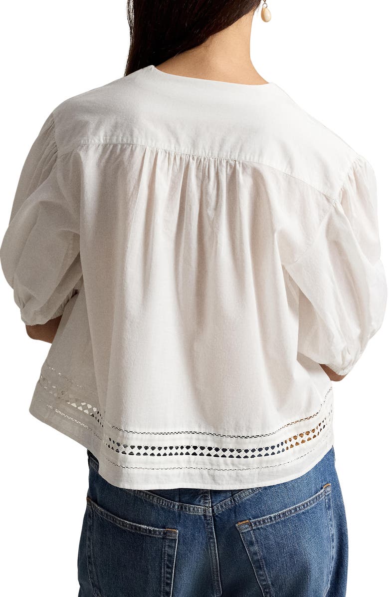 Polo Ralph Lauren Lace Tie Cotton Shirt, Alternate, color, White